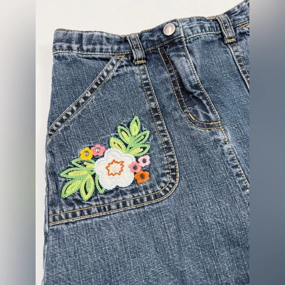GYMBOREE VINTAGE Girls’ Y2K-Inspired Embroidered Floral Denim Mini Skort Size‎ 7